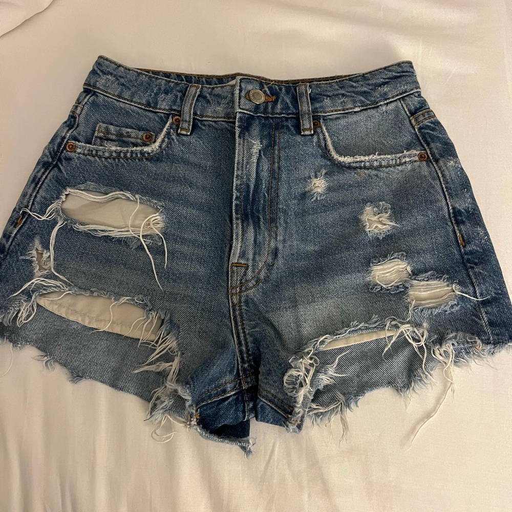 Zara Ripped Jean Shorts